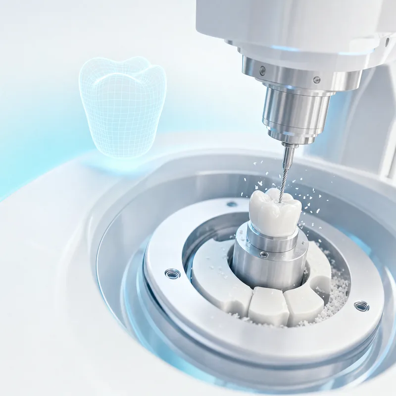 CAD/CAM фрезоване на циркониева коронка
